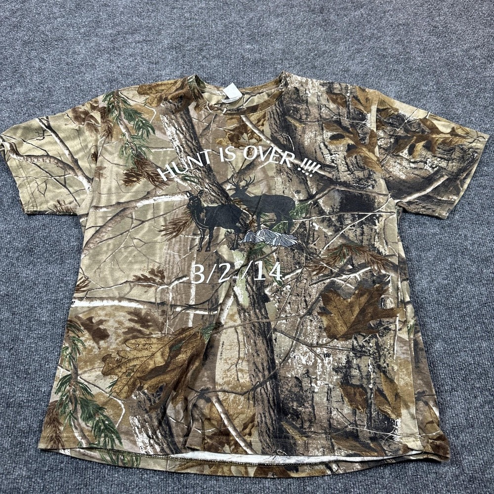 Code V T-Shirt Men XL Brown Good‎ Camo Hunt Is Over Deer Hunting Graphic Tee